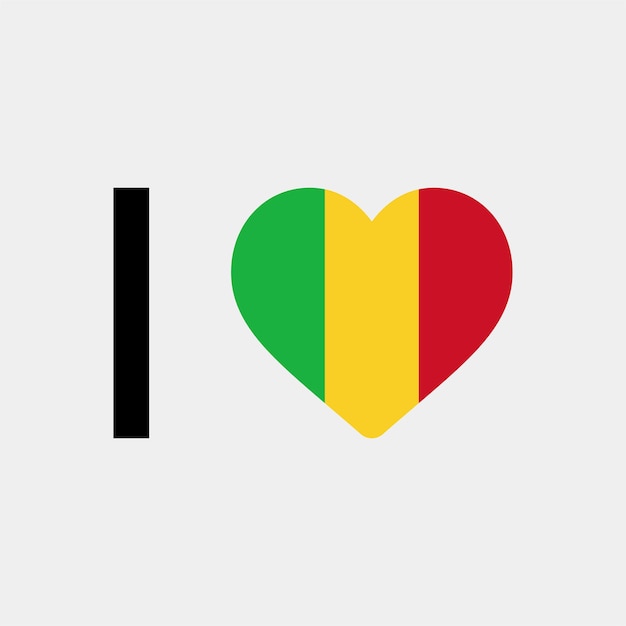 I Love Mali Country Heart vector illustration