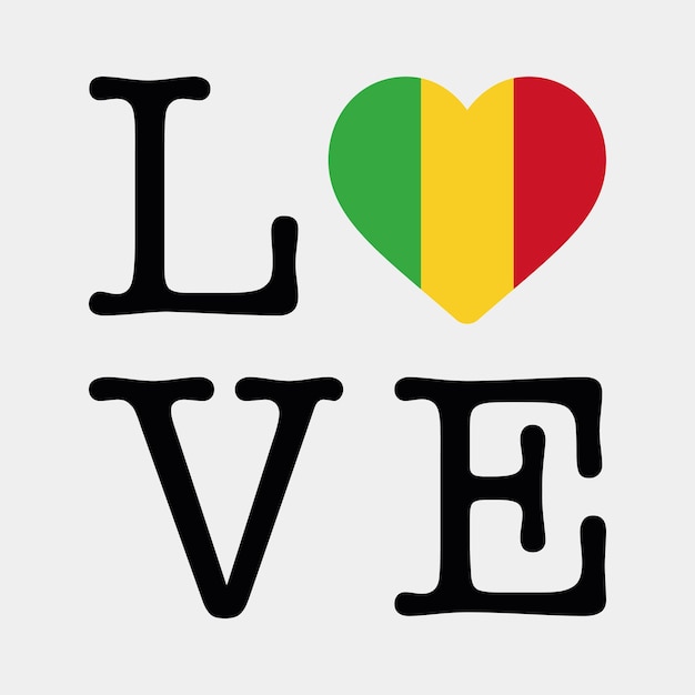 I Love Mali flag heart icon vector illustration