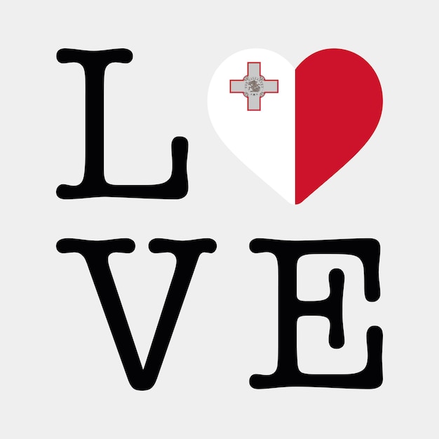 Vector i love malta flag heart icon vector illustration