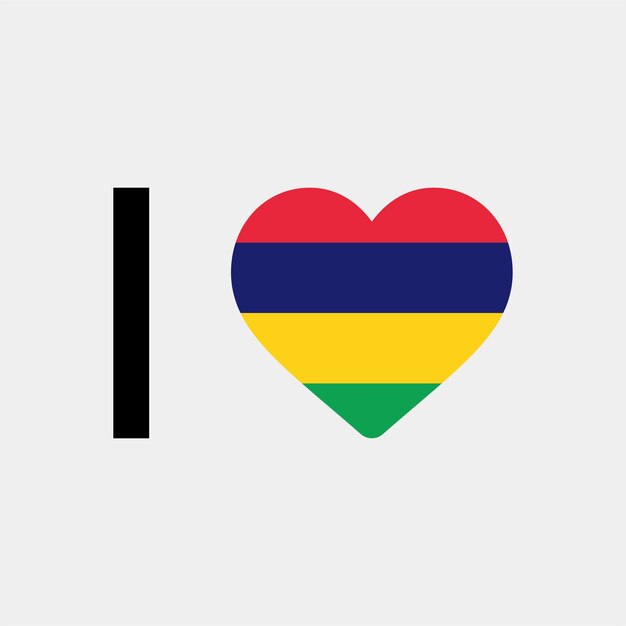 I Love Mauritius Country Heart vector illustration