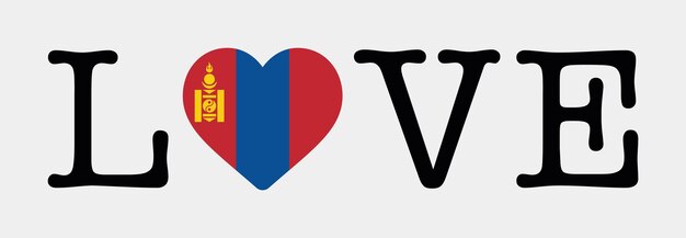Vettore i love mongolia flag heart icon vector illustration