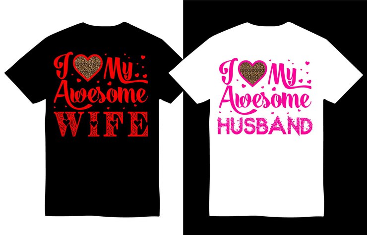 Vector i love my awesome husband i love my awesome wife t shirt design