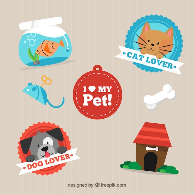 Vector i love my pet labels pack