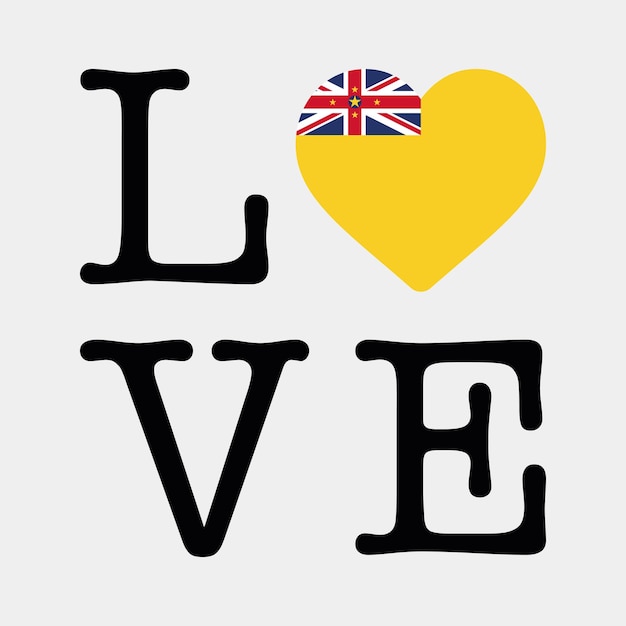 I Love Niue flag heart icon vector illustration