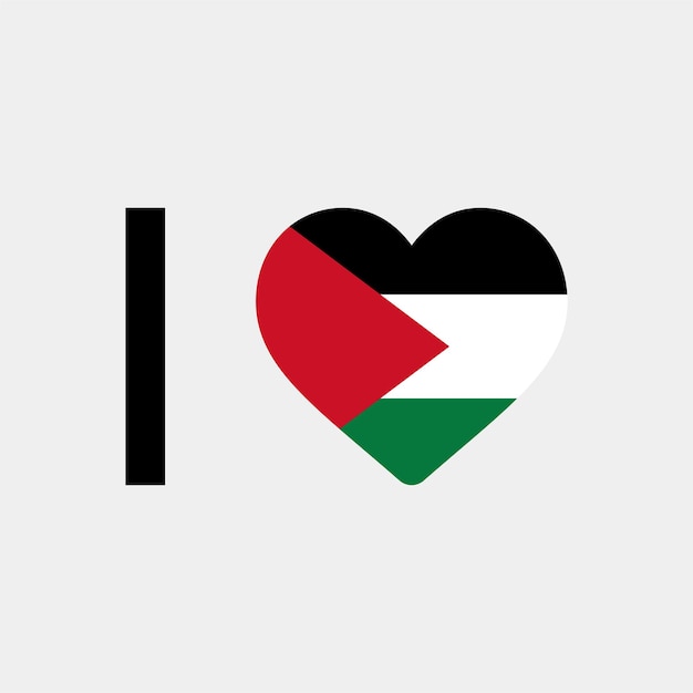 I Love Palestine Country Heart vector illustration