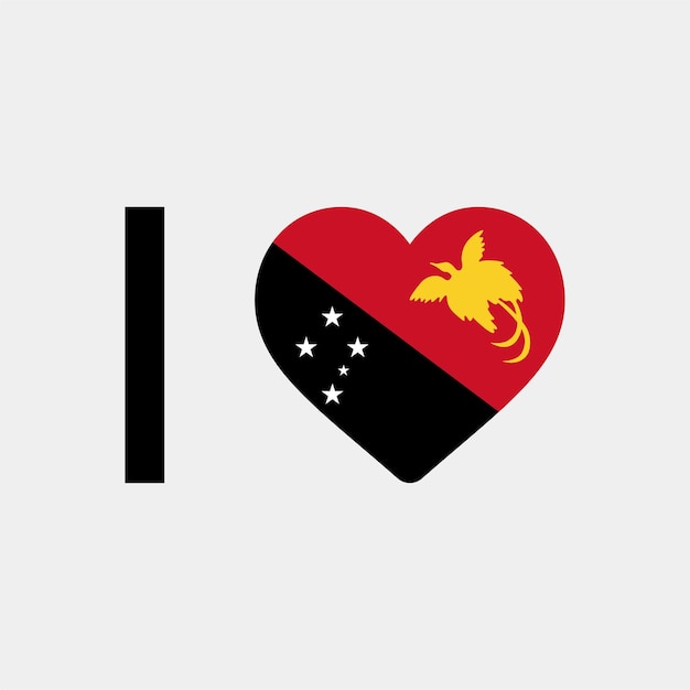 I Love Papua New Guinea Country Heart vector illustration