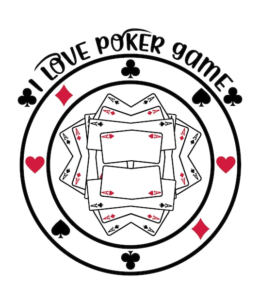 Vettore adoro i giochi di poker e il design delle magliette da poker.