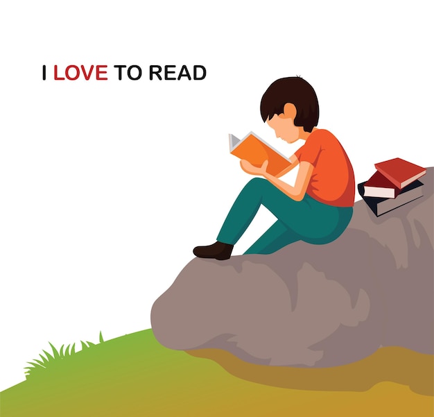 Vector i love reading illustration