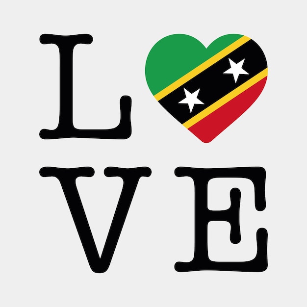 I Love Saint Kitts and Nevis flag heart icon vector illustration