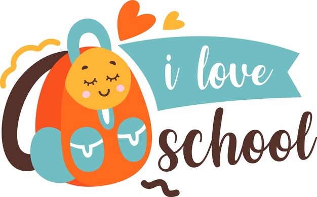 Vector i love school sticker