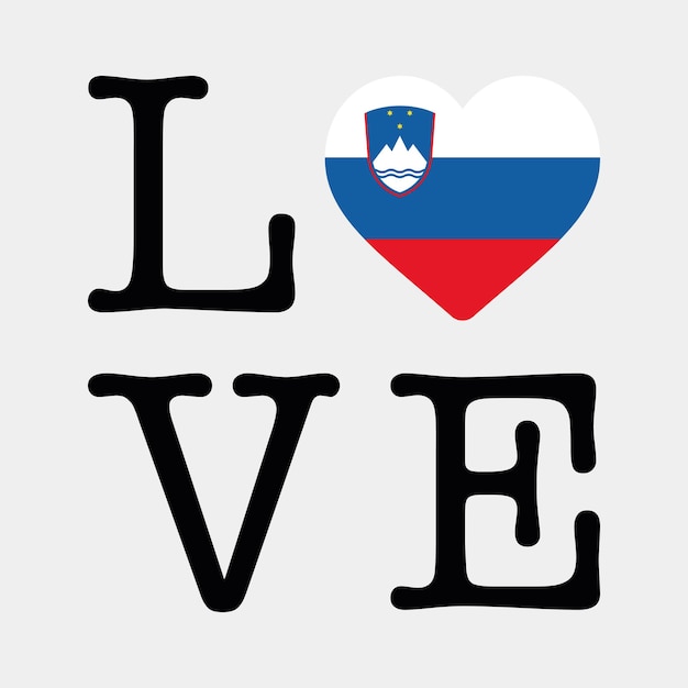 Amo l'illustrazione vettoriale dell'icona del cuore della bandiera della slovenia