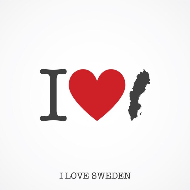 I love Sweden Heart shape national country map icon