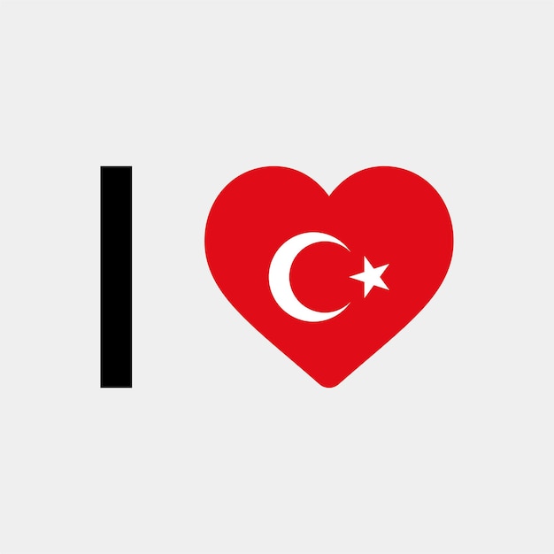 Я люблю векторную иллюстрацию сердца страны Турции