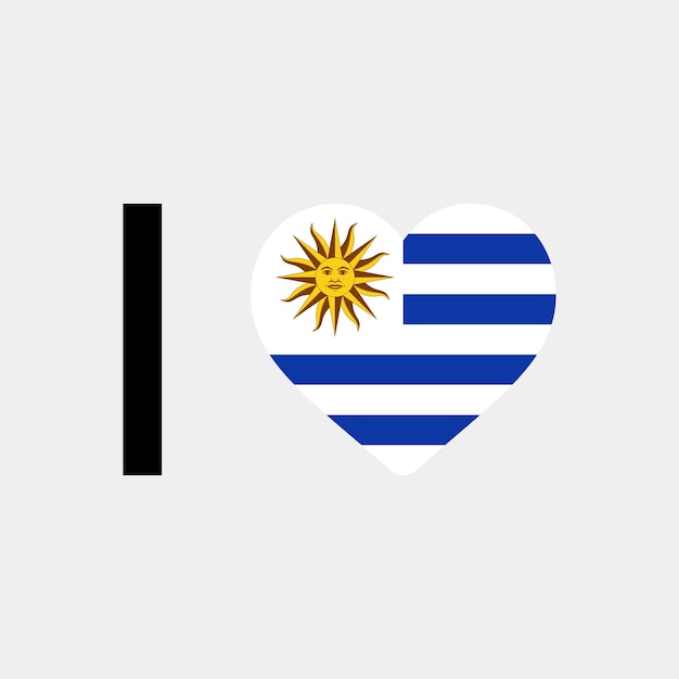 Я люблю векторную иллюстрацию сердца страны Уругвая