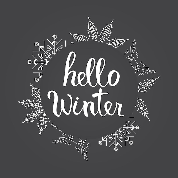 I Love Winter hand lettering snowflake Greeting card tshirt prints and posters