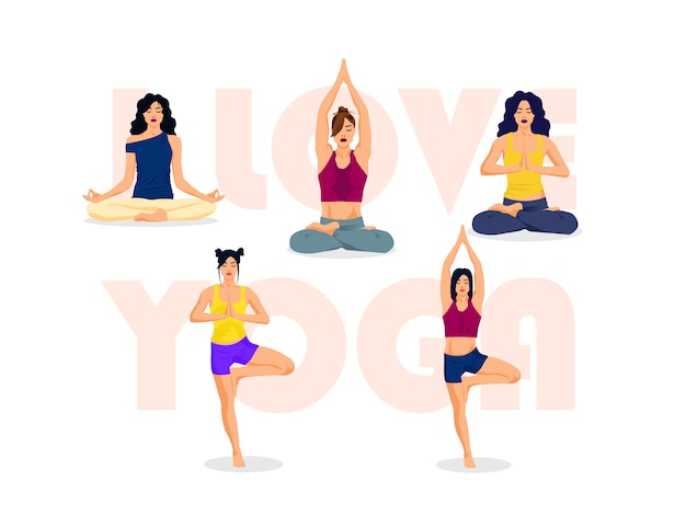 Amo lo yoga, pone l'illustrazione