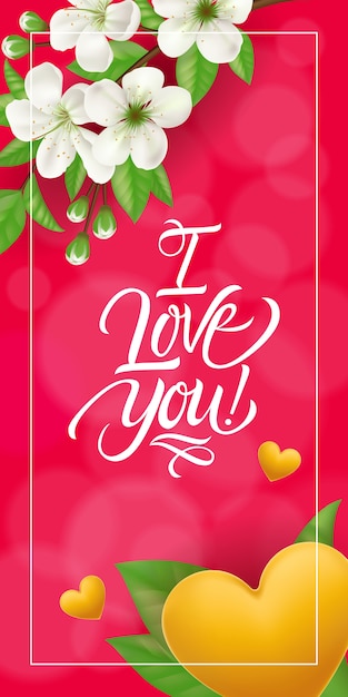 I Love You Belettering met bloemen