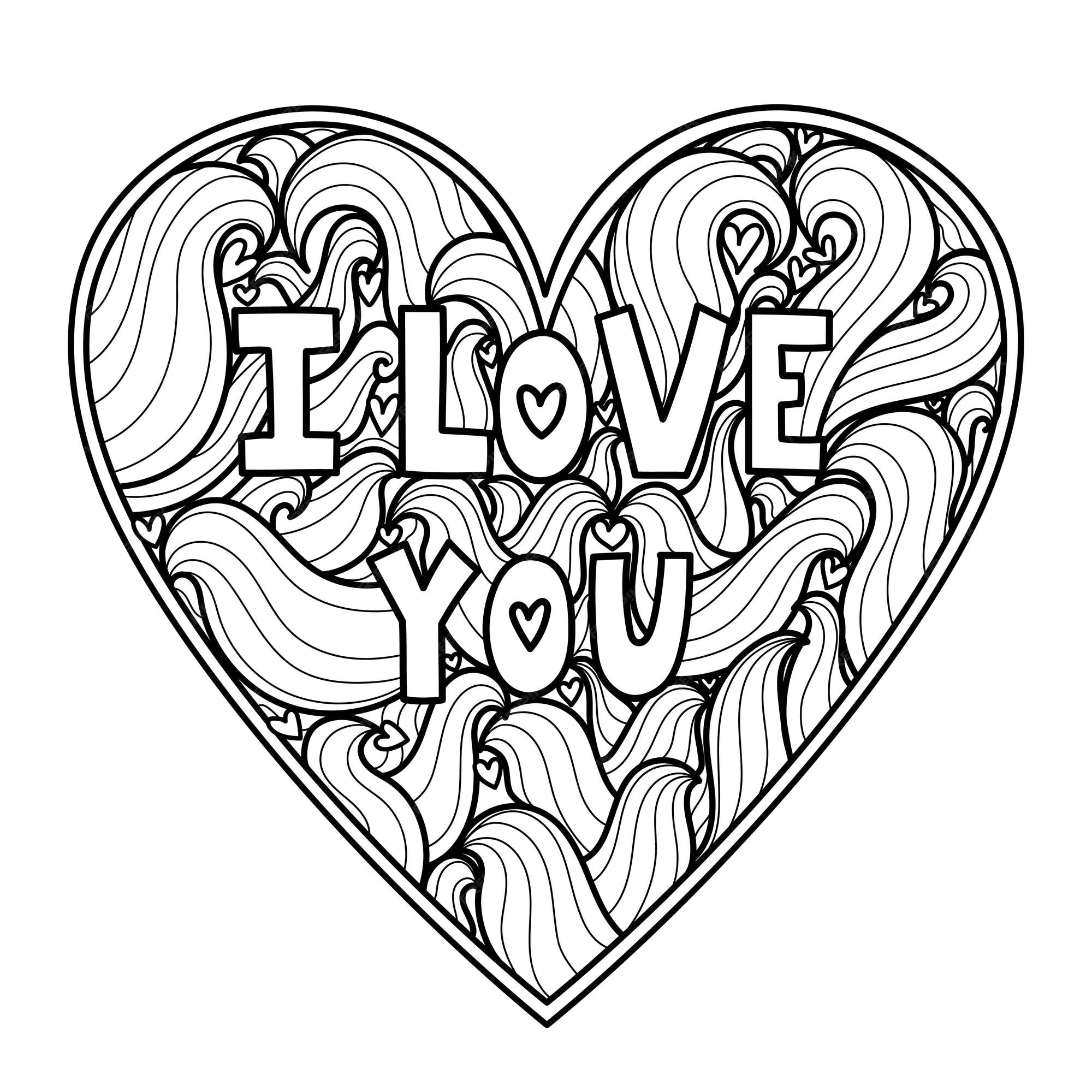 premium-vector-i-love-you-doodle-heart-coloring-page-black-and-white