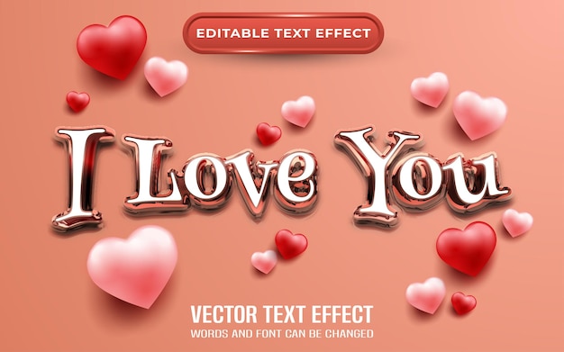 I love you editable text effect