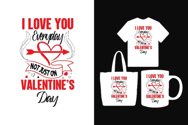 Vettore ti amo ogni giorno non solo a san valentino tipografia san valentino scritte colorate citazioni