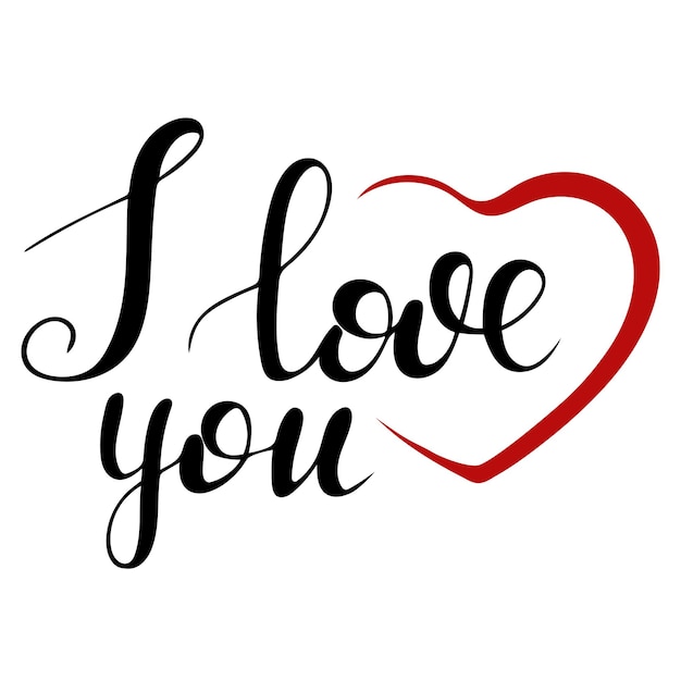 I love you hand drawn lettering vector illustration