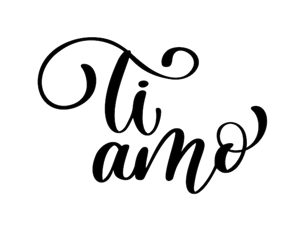 Vettore ti amo in italiano ti amo cartolina frase per san valentino illustrazione di inchiostro pennello moderno