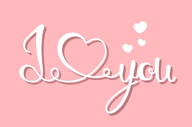 Vector i love you lettering isolated on pink background