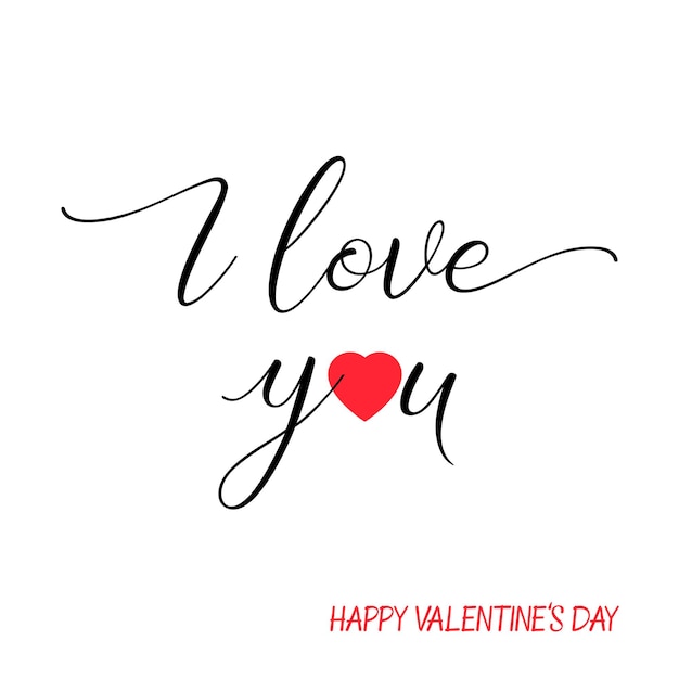I love you lettering text on white background