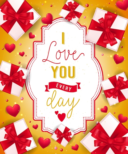 I Love You Lettering with Gift Boxes