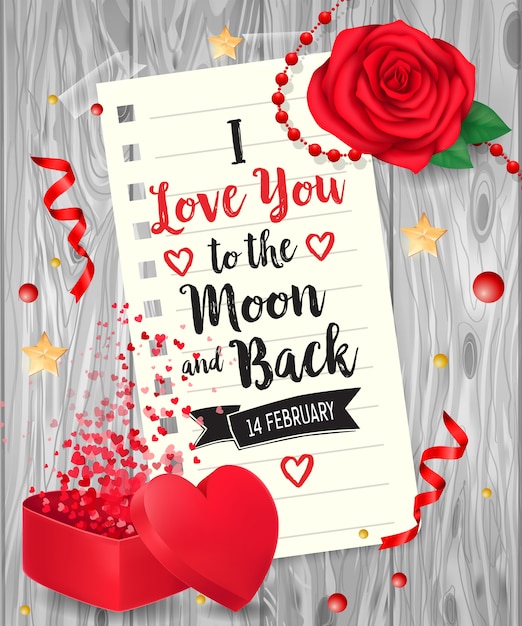 Vector i love you lettering with rose