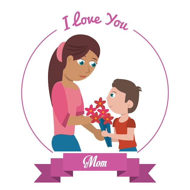 Vettore ti amo mamma card