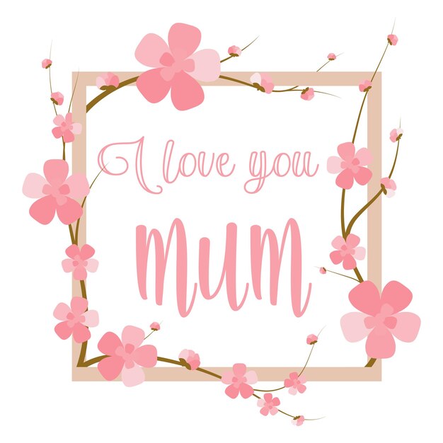 Vector i love you mum uk celebration of mothers day pink calligraphy art for flyer poster mug sublimation