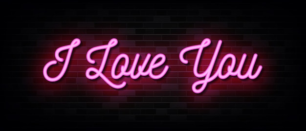 Vector i love you neon signs vector design template neon style