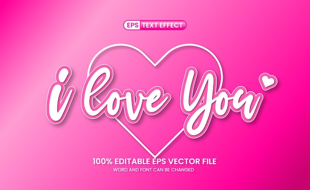 I Love You TextEffectEPS無料ベクター編集可能