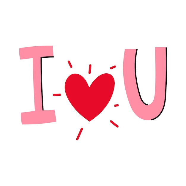 Vector i love you text hand written i love you phrase vector illustration