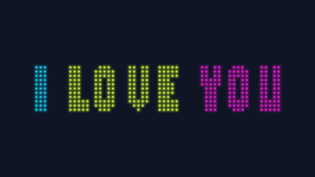 I love you text. Led sign. Vector background.