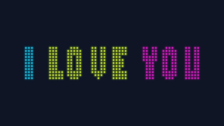 Vector i love you text. led sign. vector background.