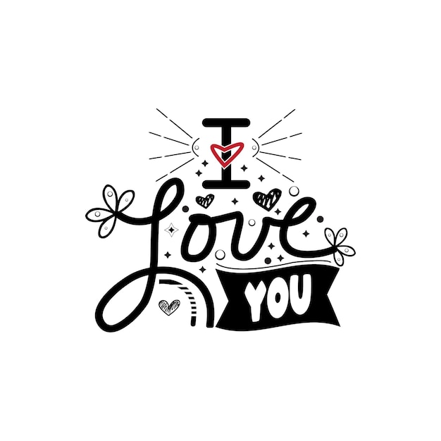 Vector i love you typography lettering for t shirt