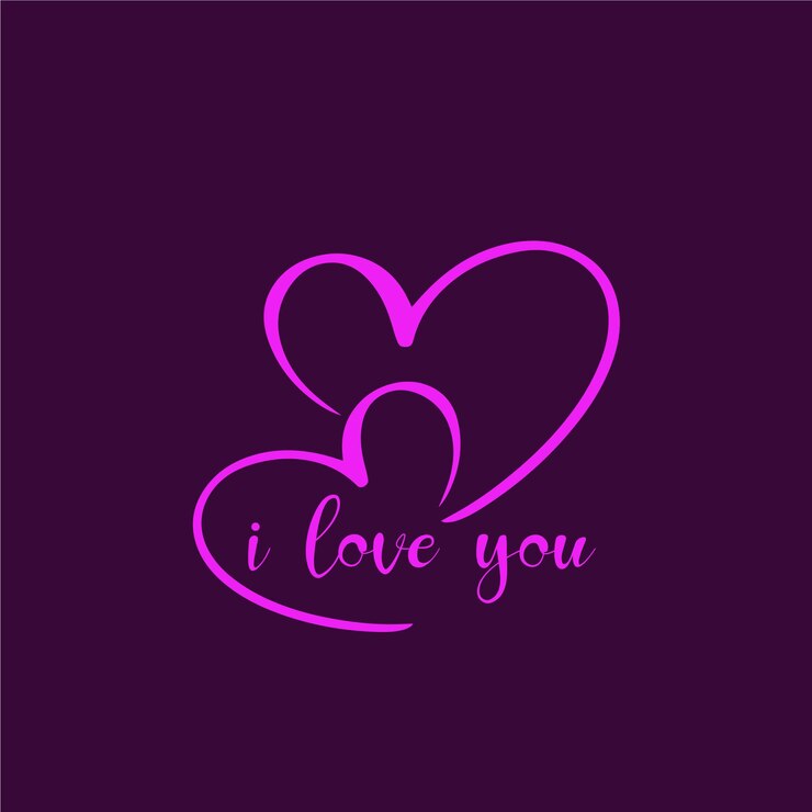 I Love You with Heart text Calligraphic love Lettering Vector Elegant Design