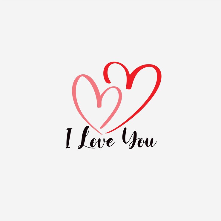 I Love You with Heart text Calligraphic love Lettering Vector Elegant Design