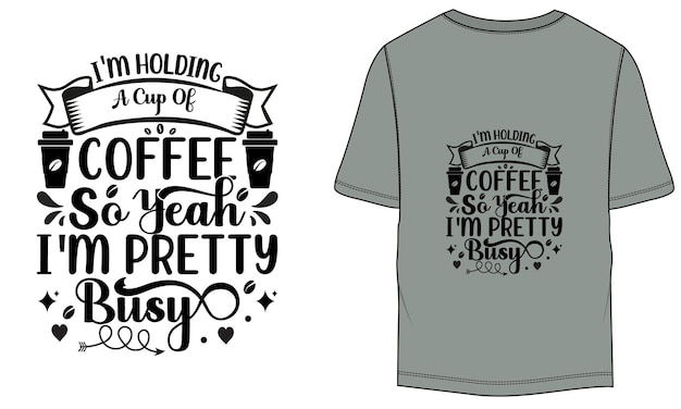 コーヒーを飲みながらベクトルタイポグラフィー Tシャツのデザインをしています