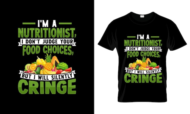 Я диетолог, я не осуждаю ваш выбор еды, красочная графическая футболка, макет с принтом футболки