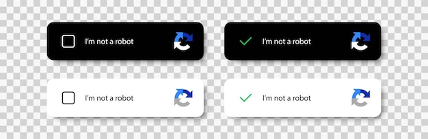 私はロボット キャプチャ ボタン セットではない暗いと白のボタン ウェブサイト セキュリティ フォーム ベクトル EPS 10