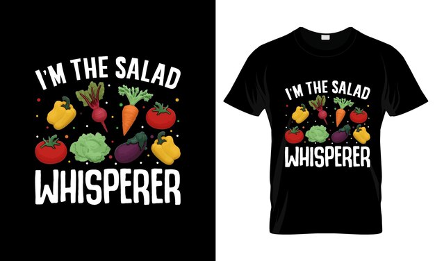 私はサラダささやき師のカラフルなグラフィック T シャツ T シャツ プリント モックアップ