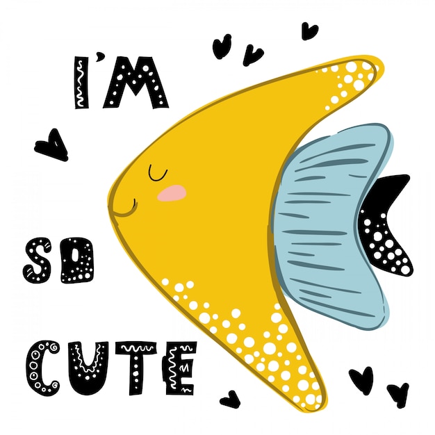 I'm so cute, quote with cute golden fish