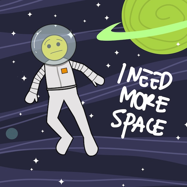 I need more space cartoon illustration