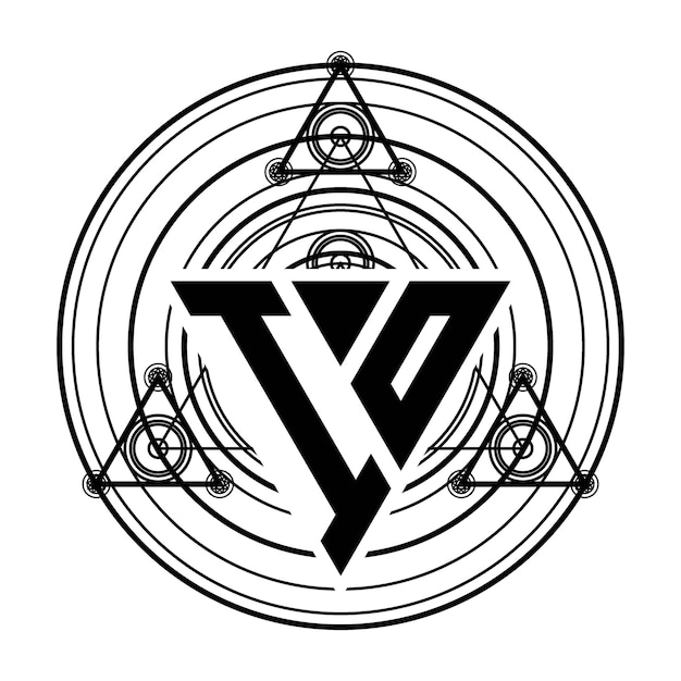 Vettore logo della lettera io monogram con modello di design a forma di triangolo con ornamenti geometrici sacri