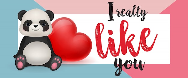 I Really Like You Lettering with Panda