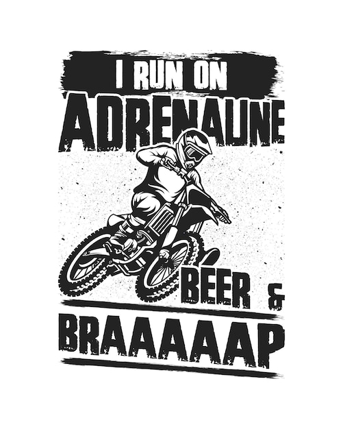 Vettore corro con l'adrenalina, la birra e il design delle magliette.