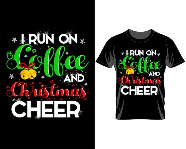 I run coffee and Christmas quotes t shirt design vector